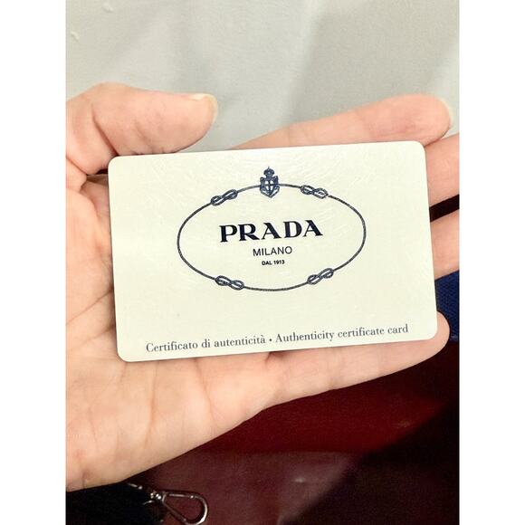 Prada  Saffiano Leather Double Handle Tote Handbag Inchiostro/Red - Picture 10 of 15